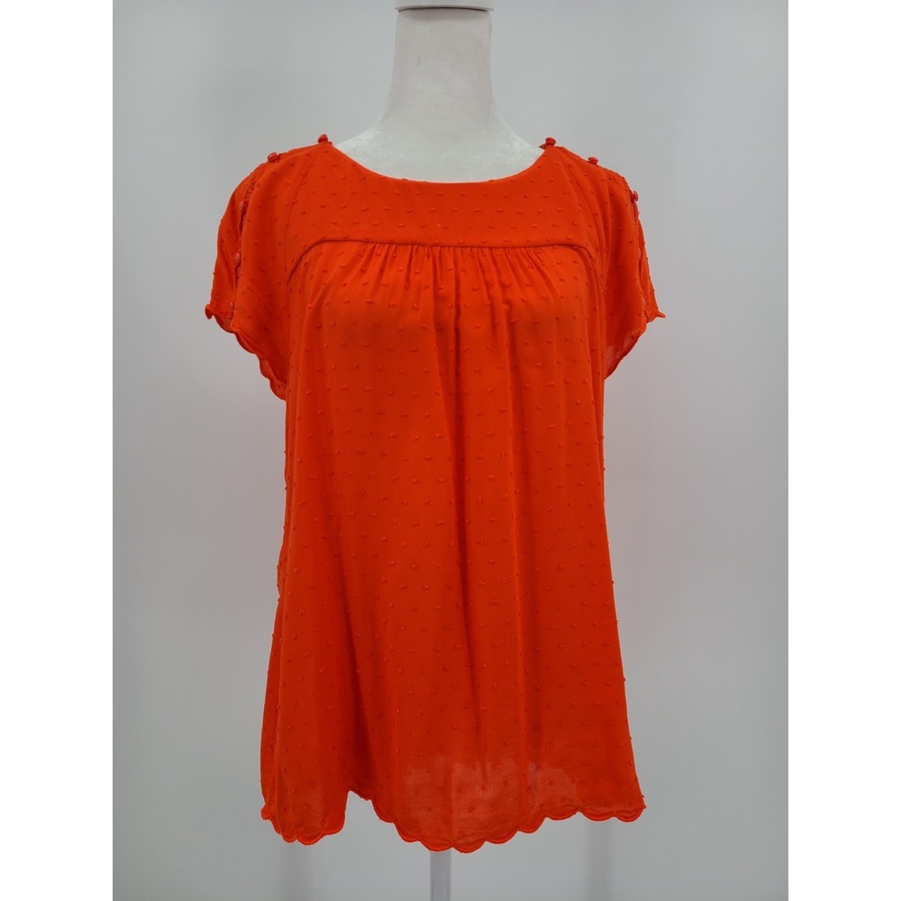 Cottagecore‎ Semi Sheer Maeve Top Sz 6 Boho Resort Swiss Dot Scalloped Romantic